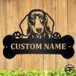 Best Customized Name Father's Day, Mother's Day Gifts Dachshund Dog Cut Metal Monogram Sign - Personalized Pet Wall Metal Art Home Decor