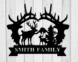 Best Customized Name Housewarming, Birthday Gifts Deer Hunting Country Couple Cut Metal Sign - Personalized Wall Metal Art Home Decor
