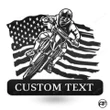 Best Customized Name Mother's Day, Father's Day Gifts Biker Cross American Flag Cut Metal Sign - Personalized Wall Metal Art Home Decor
