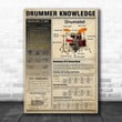 Inspirational & Motivational Wall Art Father's Day, Birthday Gift For Dad Drummer Knowledge Vintage - Canvas Print Home Decor