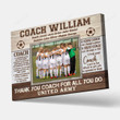 Customized Name Soccer Coach, Thank You Coach Appreciation Gift, Birthday Gift, Unique Gift For Coach - Personalized Canvas Print Home Decor