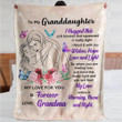 Customized Name Happy Birthday Gift 2022, Blanket From Grandma To Granddaughter Butterfly - Personalized Fleece Blanket