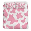 Pastel Pink And White Cow Print Bedding Set Best Birthday Gifts - Duvet Cover Bedding Set
