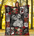 Happy Anniversary Wedding, Birthday Gift, Ghost Girl Skull Flower Blanket Gifts For Family - Fleece Blanket