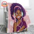 Customized Name Happy Anniversary Wedding, Birthday Gift, African American Black Girl Cute Pink Blanket Gifts For Family - Personalized Fleece Blanket