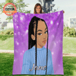 Customized Name Happy Anniversary Wedding, Birthday Gift, African American Purple Black Girl Blanket Gifts For Family - Personalized Fleece Blanket