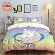 Customized Name Colorful Unicorn Bedding Set Best Birthday Gifts - Duvet Cover Bedding Set