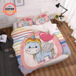 Customized Name Hand Heart Unicorn Baby Bedding Set Best Birthday Gifts - Duvet Cover Bedding Set
