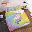 Customized Name Shiny Unicorn Bedding Set Best Birthday Gifts - Duvet Cover Bedding Set