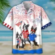 Happy Independence Day USA - 3d Boston Terriers Hawaiian Shirt, Hoodie, Zip Hoodie, Hoodie Dress, Sweatshirt All Over Print