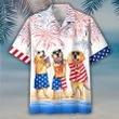 Happy Independence Day USA - 3d Cute Golden Retriever Hawaiian Shirts, Hoodie, Zip Hoodie, Hoodie Dress, Sweatshirt All Over Print