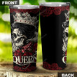 Personalized Happy Halloween, Birthday Gift Tumbler Cup Rose Skull Queen - Customized Stainless Steel Tumbler