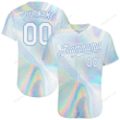 Customized Merry Christmas, Happy New Year Gift Ideas Baseball Jersey Abstract Trendy Holographic Vaporwave Style Personalized Baseball Shirt