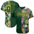 Customized Merry Christmas, Happy New Year Gift Ideas Baseball Jersey Tropical Pattern With Pineapples Palm Leaves And Flowers Authentic Personalized Baseball Shirt