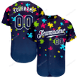 Customized Merry Christmas, Happy New Year Gift Ideas Baseball Jersey Autism Awareness Puzzle Pieces Navy-White Personalized Baseball Shirt