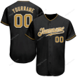 Customized Merry Christmas, Happy New Year Gift Ideas Baseball Jersey Black Old Gold-White Authentic Personalized Baseball Shirt