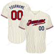 Customized Merry Christmas, Happy New Year Gift Ideas Baseball Jersey Cream Navy Pinstripe Navy-Red Personalized Baseball Shirt
