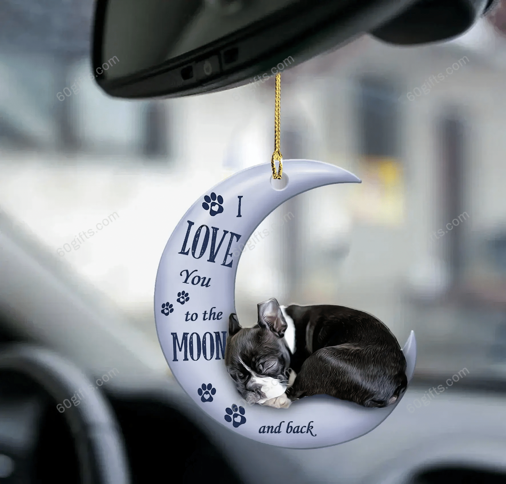 Personalized Name Ornament Boston Terrier I Love You To The Moon & Back - Christmas Gift For Family, For Her, Gift For Him, Gift For Pets Lover Two Sided Ornament