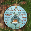 Bird Couple My Only Love Christmas Circle Ceramic Ornament - Christmas Gift For Family, For Her, Gift For Him Two Sided Ornament