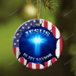Jesus Is My Savior Christmas Circle Ceramic Ornament - Christmas Gift For Family, For Her, Gift For Him Two Sided Ornament