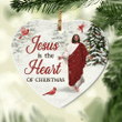 Jesus Is A Heart Of Christmas Heart Ceramic Ornament - Christmas Gift For Family, For Her, Gift For Him Two Sided Ornament