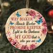 Jesus My God Is The Light Christmas Circle Ceramic Ornament - Christmas Gift For Family, For Her, Gift For Him Two Sided Ornament