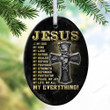 Jesus Is My Everything Christmas Oval Ceramic Ornament - Christmas Gift For Family, For Her, Gift For Him Two Sided Ornament