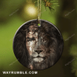 Jesus And Lion Christmas Circle Ceramic Ornament - Christmas Gift For Family, For Her, Gift For Him Two Sided Ornament