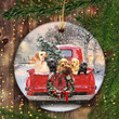 Labrador Dogs On Christmas Circle Ceramic Ornament - Christmas Gift For Family, For Her, Gift For Him Two Sided Ornament