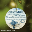 To My Son Turtle I Am Always Right There Christmas Circle Ceramic Ornament - Christmas Gift For Family, For Her, Gift For Him Two Sided Ornament