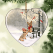 Yorkshire Terrier Winter Park Christmas Heart Ceramic Ornament - Christmas Gift For Family, For Her, Gift For Him Two Sided Ornament
