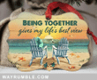 Beach Being Together Medallion Metal Ornament - Christmas Gift For Family, For Her, Gift For Him Two Sided Ornament