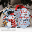 Snowman Jesus Gives Life Christmas Medallion Metal Ornament - Christmas Gift For Family, For Her, Gift For Him Two Sided Ornament