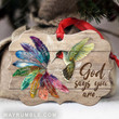 Hummingbird God Says Christmas Medallion Metal Ornament - Christmas Gift For Family, For Her, Gift For Him Two Sided Ornament