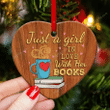 Book Heart Book Shelf Girls Christmas Heart Ceramic Ornament - Christmas Gift For Family, For Her, Gift For Him Two Sided Ornament