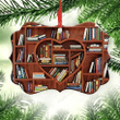 Book Heart Book Shelf Christmas Medallion Metal Ornament - Christmas Gift For Family, For Her, Gift For Him Two Sided Ornament
