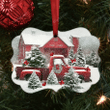 Butterfly Red Truck Snow Christmas Medallion Metal Ornament - Christmas Gift For Family, For Her, Gift For Him Two Sided Ornament