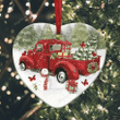 Butterfly Red Truck Memory Christmas Heart Ceramic Ornament - Christmas Gift For Family, For Her, Gift For Him Two Sided Ornament