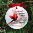 Cardinal When Angels Are Near Christmas Circle Ceramic Ornament - Christmas Gift For Family, For Her, Gift For Him Two Sided Ornament