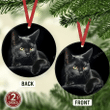 Black Cat Christmas Circle Ceramic Ornament - Christmas Gift For Family, For Her, Gift For Him Two Sided Ornament