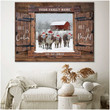 Merry Christmas & Happy New Year Custom Inspirational & Motivational Art Unique Farmhouse Gift Window Hereford Cows - Personalized Canvas Print Home Decor