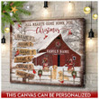 Merry Christmas & Happy New Year Custom Inspirational & Motivational Art Unique Barn With Street Sign - Personalized Canvas Print Home Decor