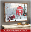 Merry Christmas & Happy New Year Custom Inspirational & Motivational Art Unique Art Old Tractor And Red Barn With Cardinal In Snow - Personalized Canvas Print Home Decor
