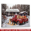 Merry Christmas & Happy New Year Custom Inspirational & Motivational Art Unique Snowy Scene And Pickup Truck - Personalized Canvas Print Home Decor