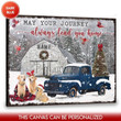Merry Christmas & Happy New Year Custom Inspirational & Motivational Art Unique Farmers Snowy Country Scene With Red Pickup Truck - Personalized Canvas Print Home Decor