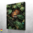 Merry Christmas & Happy New Year Inspirational & Motivational Art Unique Lion In Leaves - Canvas Print Home Decor