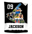 Merry Christmas & Happy New Year Custom Gift For Baseball Player Photo Collage Personalized Fleece Blanket