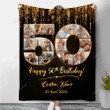 Merry Christmas & Happy New Year Custom 50th Birthday Photo Collage Gift Personalized Fleece Blanket