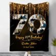 Merry Christmas & Happy New Year Custom 70th Birthday Photo Collage Gift Personalized Fleece Blanket