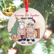 Custom Growing Old Together Funny Santa Couple Christmas Circle Ceramic Ornament - Personalized Christmas Gift For Family, For Her, Gift For Him